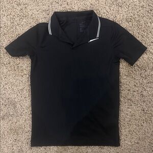 Nike Black Polo with White Contrast Collar Stripe